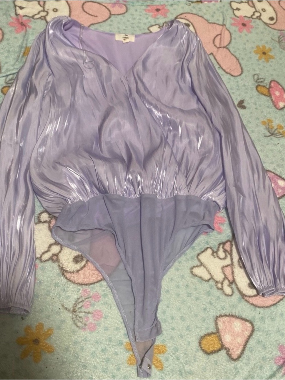 Lavender V-Neck Long Sleeve Bodysuit